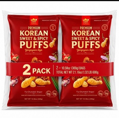 Soban Premium Korean Sweet & Spicy Puffs, Yangnyeom Style, 10.58 oz