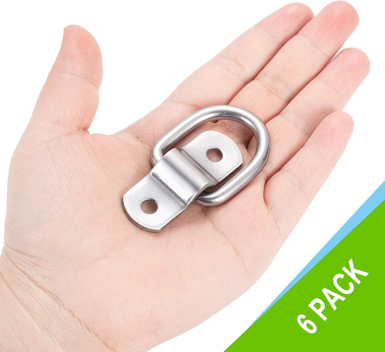 CZC AUTO 6 Pack D Ring Tie Down Anchors 1/4" Heavy 6 Pack, Stainless Steel 