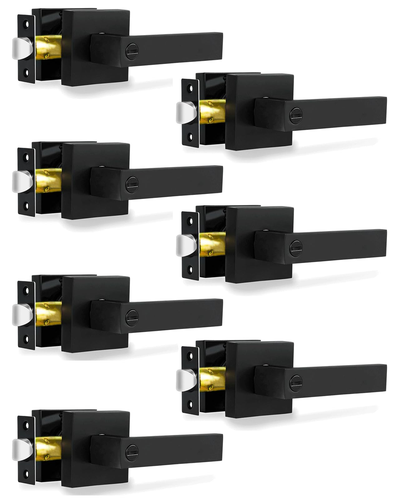 Privacy Door Levers, Matte Black Door Handles Heavy Duty Bed and Bath Door Lo...