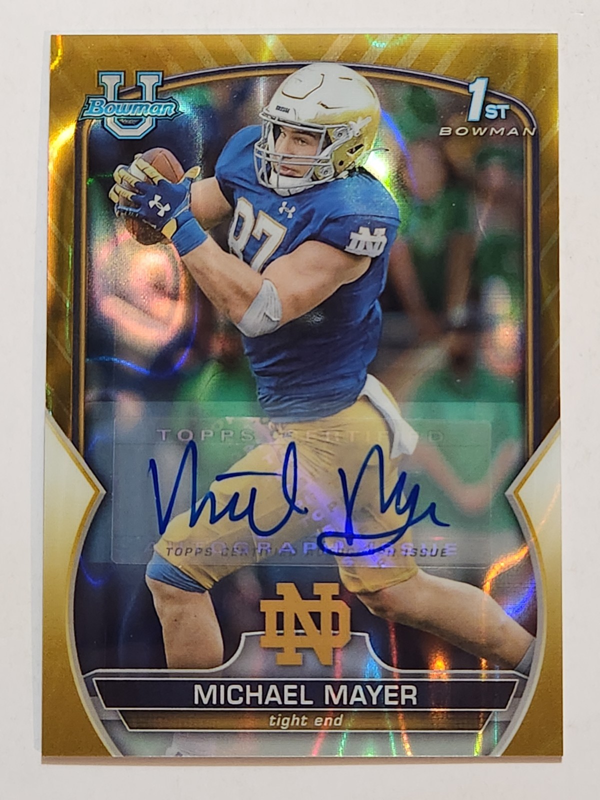 2022 Bowman University Chrome #41 Michael Mayer Gold Lava Refractor Auto #25/50