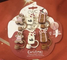 6 CWC 2025 Christmas Straw Toppers 10MM gingerbread girl, cookie, milk w candry
