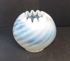 Fenton Spiral Optic Opalescent Swirl Rose Bowl Art Glass Vase White 4.5" tall