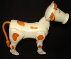 Vintage Fisher Price Little People Farm Animal White Brown Spot Cow Figure Toy