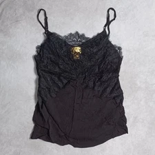 H&M Lace Trim Cami Top Womens Size 4 Black Evening Party Strappy Tank Classy 