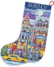 DIY Cross-Stitch Kit Winter Townhouse Stocking Needlepoint Craft Kit Gift