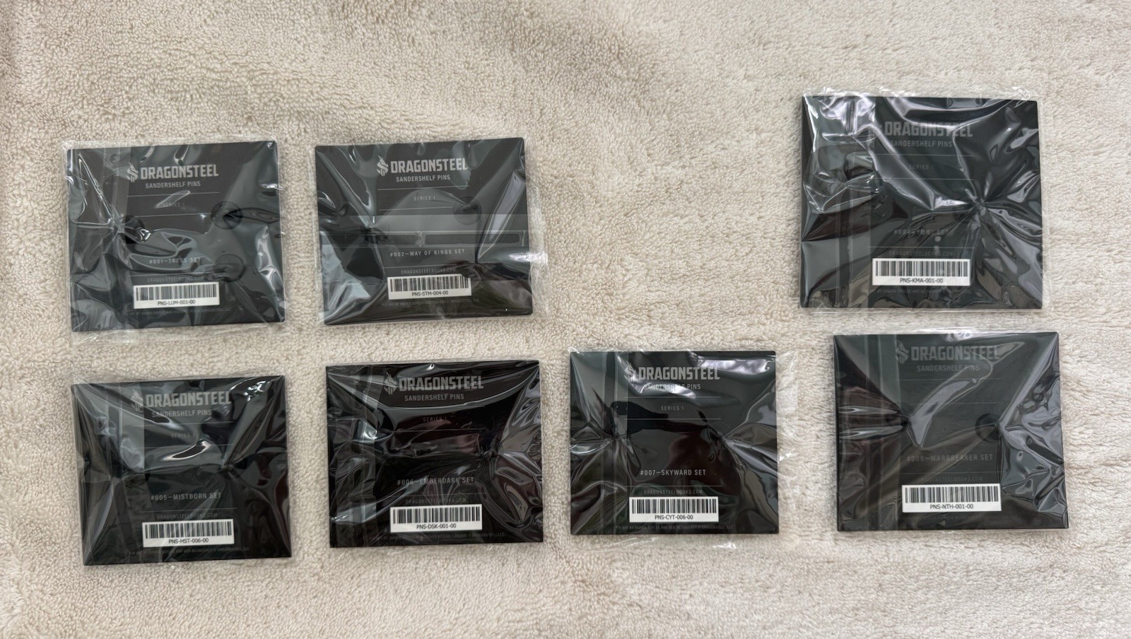 Lot of 7 New Sets (14 pins) of Dragonsteel Sandershelf Pins by Brandon Sanderson
