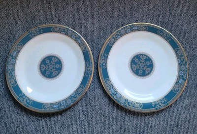 Royal Doulton Carlyle B&B Plate English Bone China Blue Gold Floral Dessert