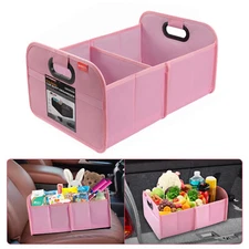 Trunk Cargo Organizer Folding Storage Collapse Bag Bin Car Truck SUV 35L Pink.