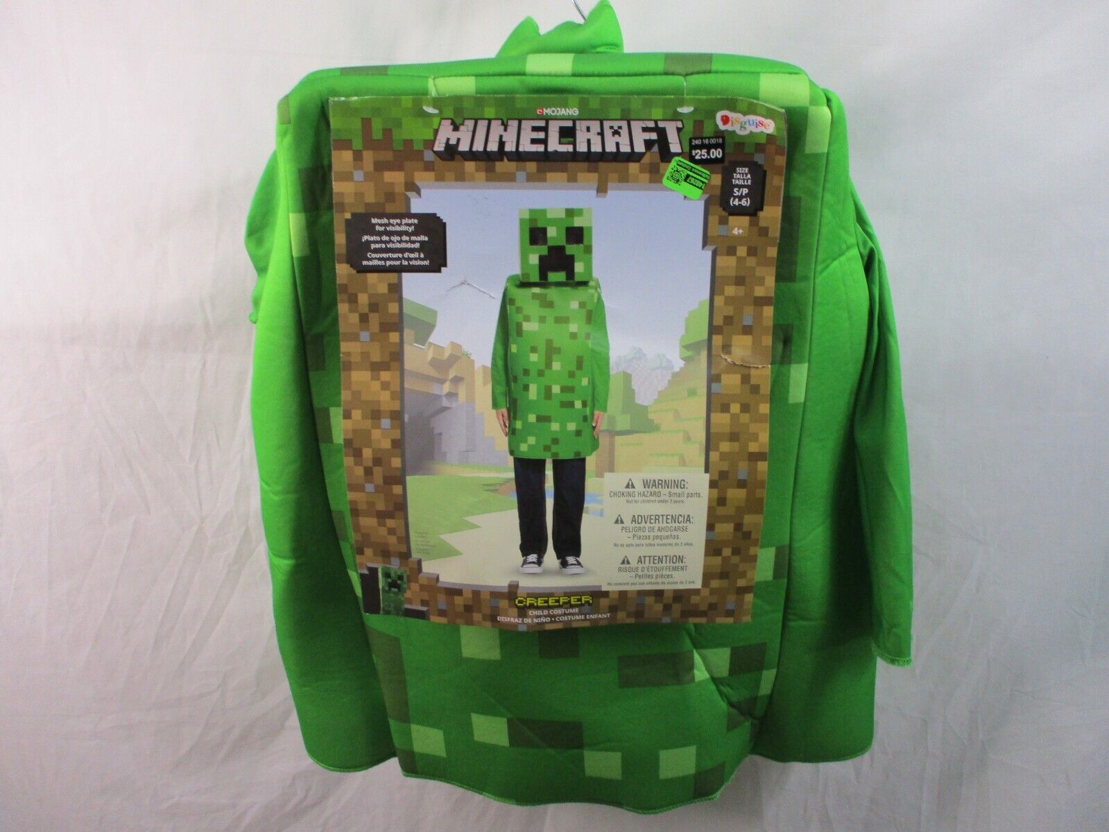  Creeper Classic Minecraft Costume, Green, Small (4-6