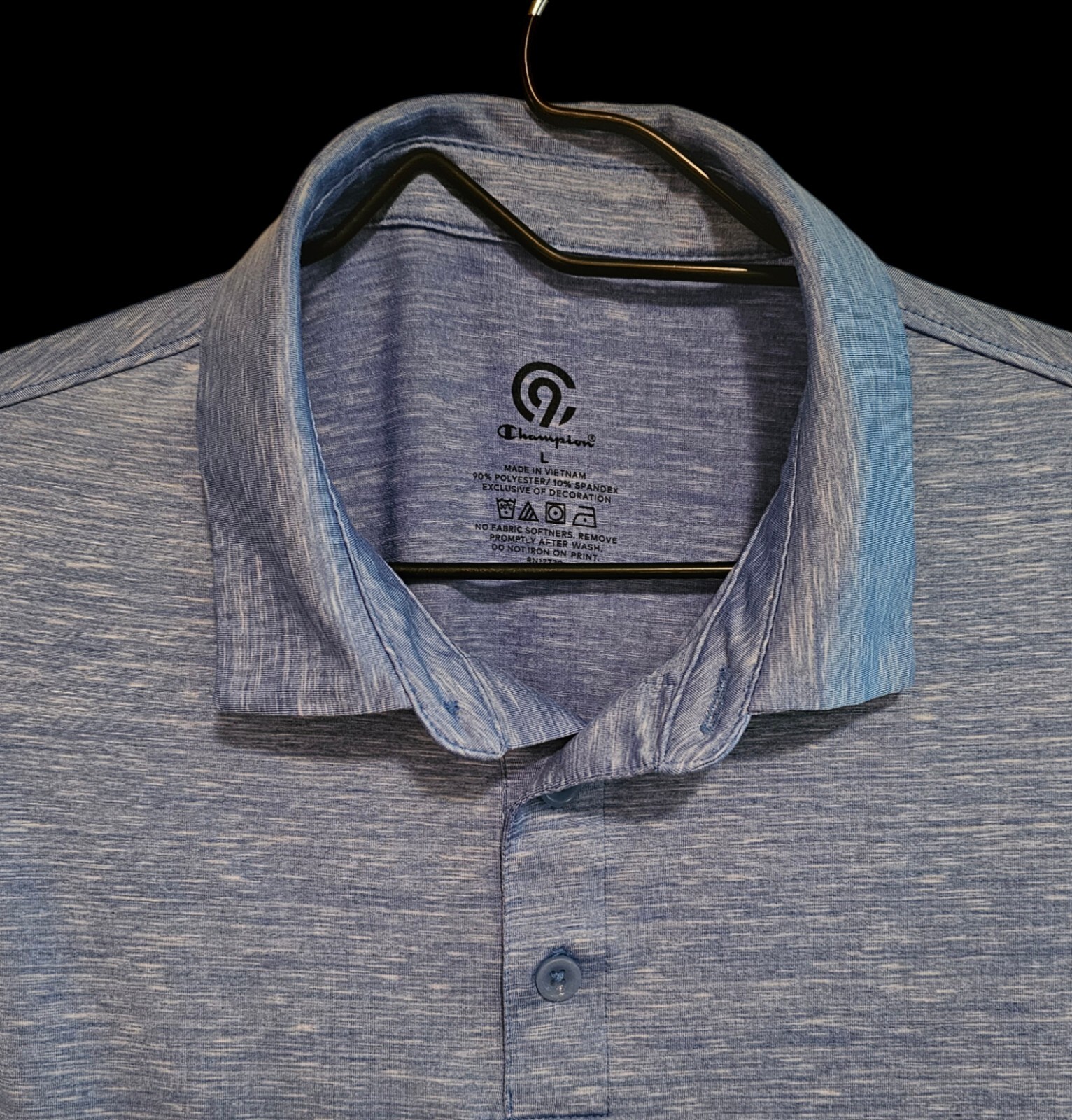 Champion Essentials Polo Shirt Men's Golf Tennis Stretch Split Hem Blue Large  thumbnail 4