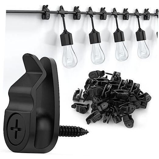 Outdoor String Lights Clips, Weatherproof Cable Hanger Hooks for 