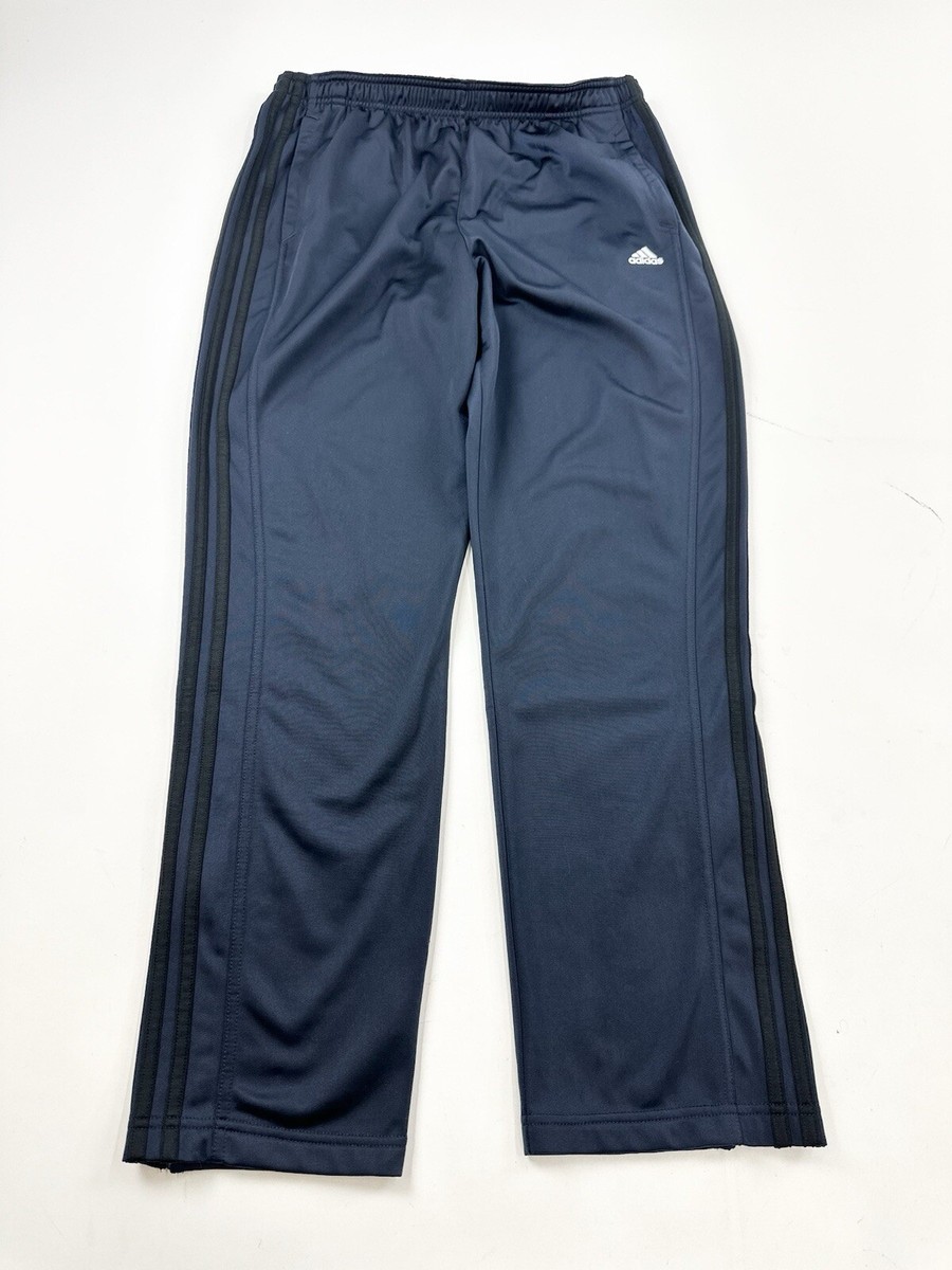 Adidas Pants Mens Large Blue Black Stripes Soccer Y2K Ankle Zip