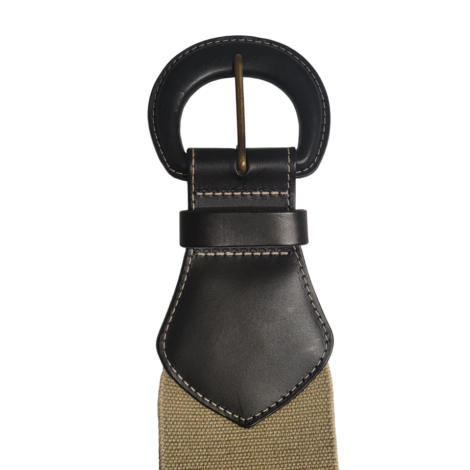 Cinturón elástico Banana Republic Llano pequeño negro beige safari ancho nuevo sin etiquetas nuevo $120 Foto 4 de 4