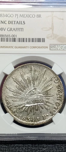 🇲🇽🇲🇽Mexico 1834 Go PJ 8 Reales🎖️ NGC💯 UNC DETAILS COINCOLECTTIONCLUB 🔥🔥