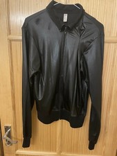 Black Rubbery American Apparel Bomber Jacket Size Xxs