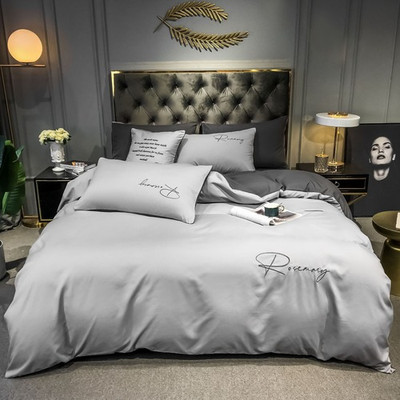 Luxury Bedding Set For Duvet Cover Set Bed Linen Alphabet Embroidery Quilt Cover