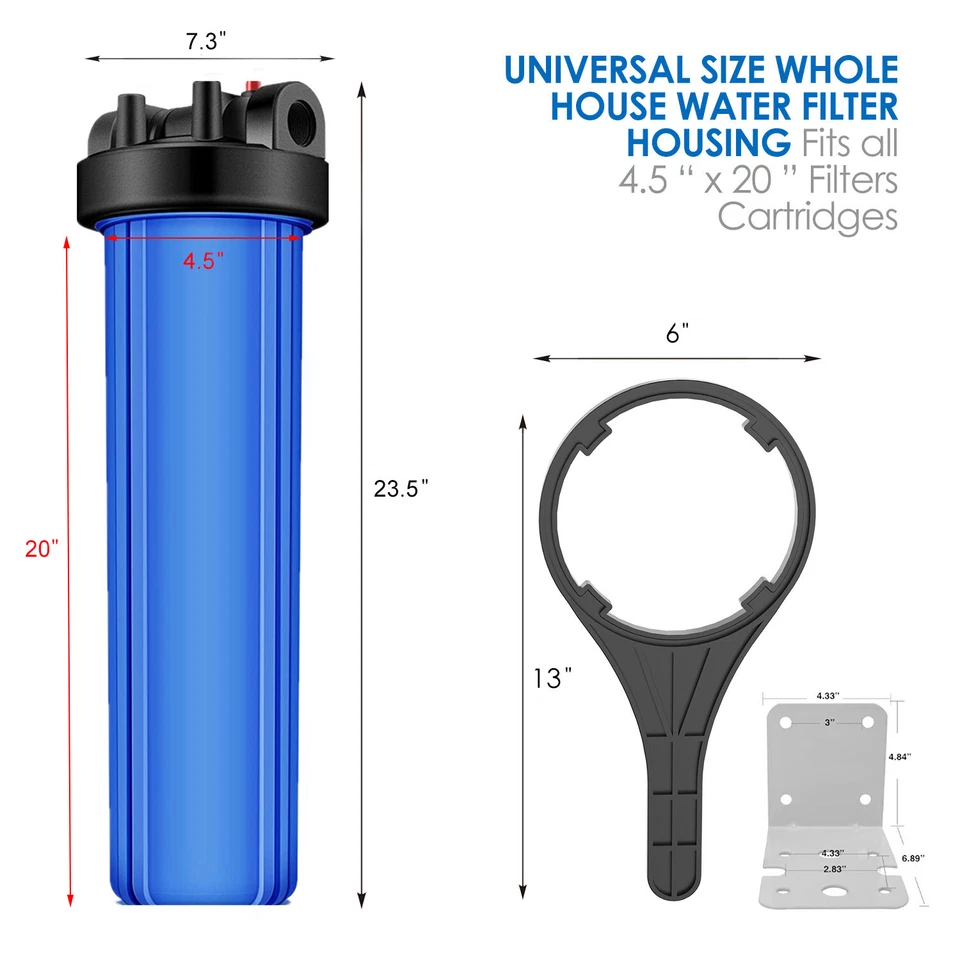 SimPure 2Pack 20 Inch Whole House Water Filter Housing Fit 4.5" x 20" Filters - Image 2 of 4