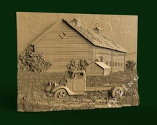 STL 3D Models TRUCK AT THE VILLAGE for CNC Router Aspire Artcam 3D Printer