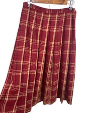 Pendleton Maxi Skirt Size 8 Dk Red Plaid Floral Long Vintage Wool Dark Academia