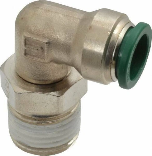Parker 1/2" Outside Diam, 1/2 NPTF, Nickel Plated Brass Push-to-Connect Tube ...