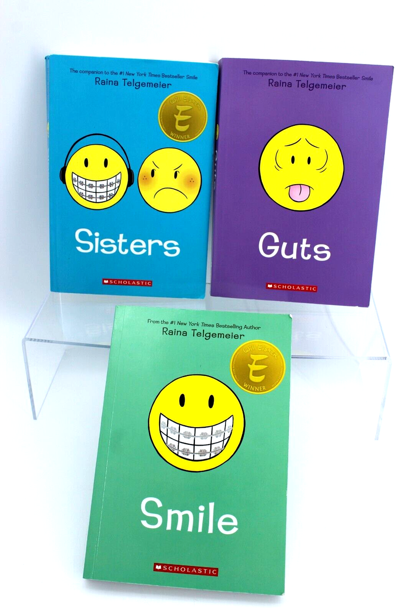 Raina Telgemeier Paperback Lot of 3 Books Smile Sisters Guts