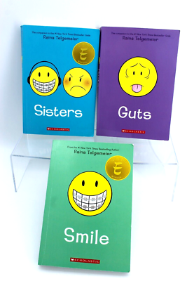 Raina Telgemeier Paperback Lot of 3 Books Smile Sisters Guts