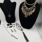 Vintage to Now Black/Silver/Gold Tone Estate Costume Jewelry Lot 11 Pieces