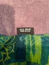 CEJON silk scarf, blue and green tones, 14" X 60", made in USA, #7929