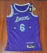 Nike LA Lakers LeBron James 6 Purple 2021-22 City Edition Jersey Mens SMALL 40