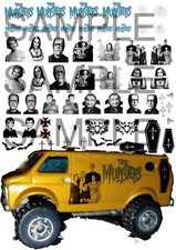MUNSTERS 1:64, 1:43, 1:32 or 1:24 scale WATER-SLIDE DECALS HOT WHEELS MODEL CAR