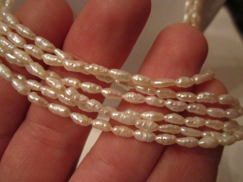 FRESHWATER PEARL NECKLACE WITH 14K GOLD CLASP - 6 STRAND - 24" - TUB BBA-7 - Picture 2 of 4