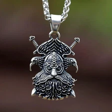 Warrior Odin Axe Viking Necklace Stainless Steel Pendant Necklace