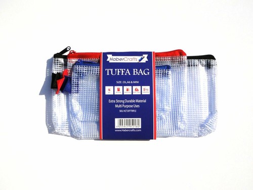 Habercrafts Triple Pack (Mini/DL/A6) Tuff Bags Reinforced Heavy Duty Zip Wallets