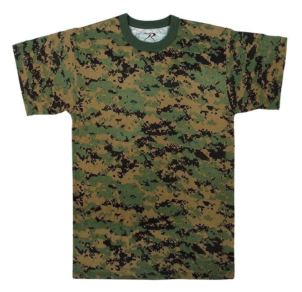 Mens Digital Camouflage T-Shirt, Woodland Digital Camo by Rothco S- 4X