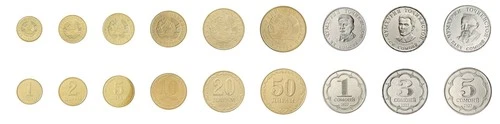 Tajikistan 1 Diram - 5 Somoni 9 Pieces Set, 2019-2023, KM #50-58, Mint