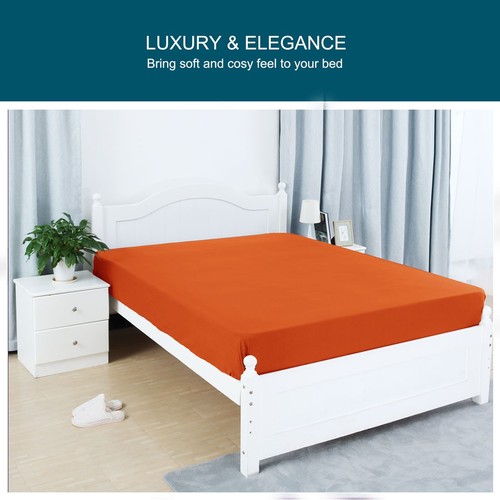200TC Cotton Fitted Sheets with 15" Large Pocket Breathable Durable Bottom Sheet - Picture 7 of 15
