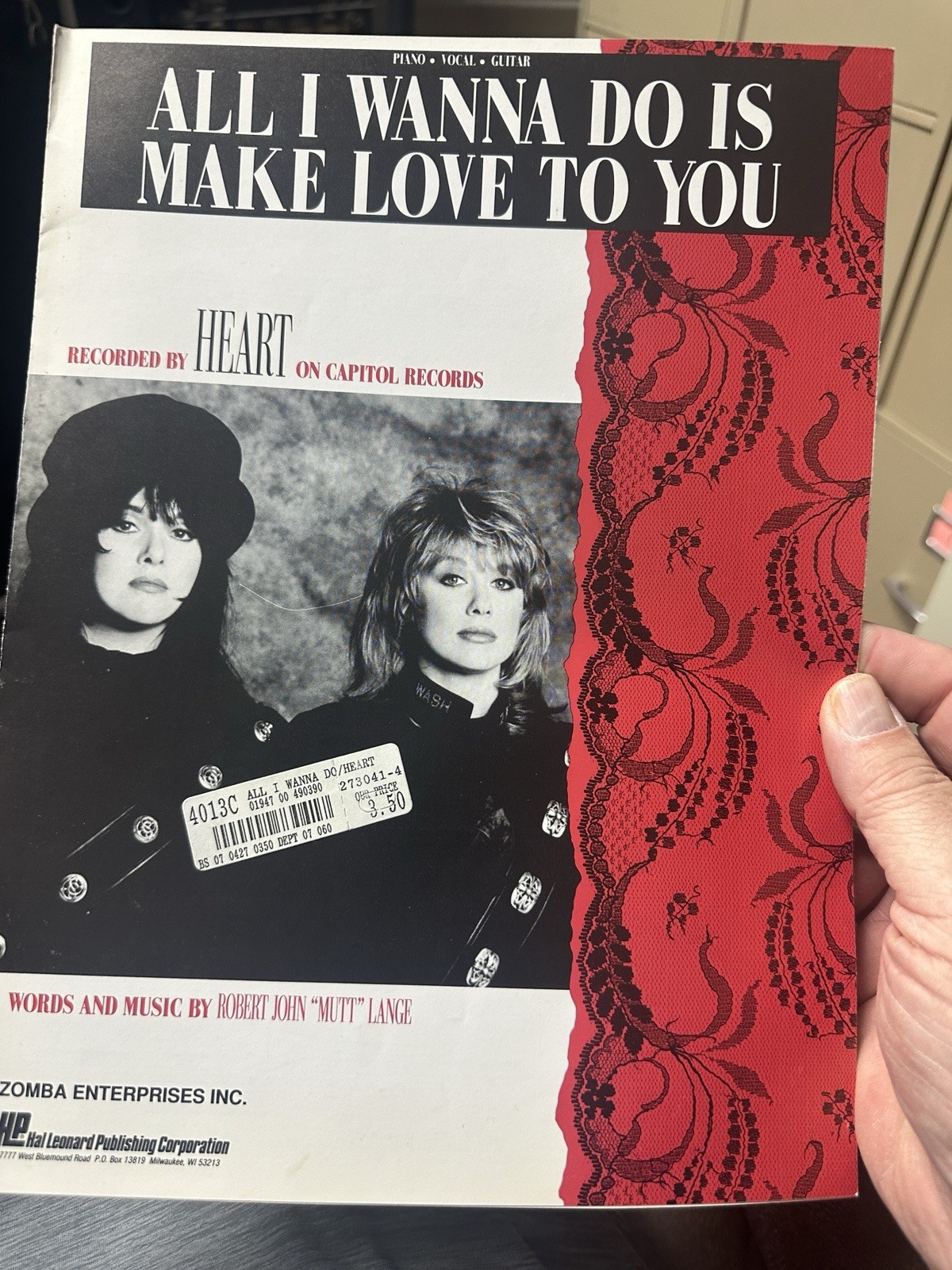 G 1979 HEART ‘All I Wanna Do Is Make Love To You’ ’ Sheet Music