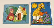 VTG Lot of 2 Playskool Wooden Puzzle - Big Bird 315-20  Red Riding Hood