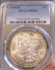 1904 O Morgan Silver dollar - PCGS MS 64, Gold Peripheral toning 5304