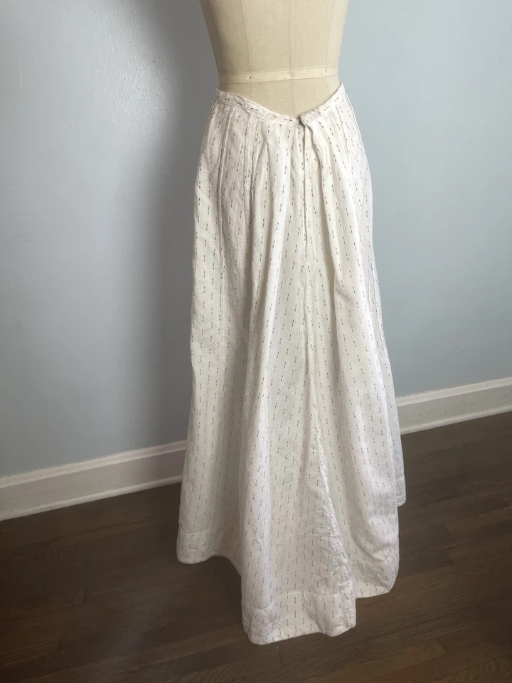 Falda eduardiana blanca estampada algodón años 1900 1910 victoriana Foto 4 de 4
