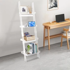 Home 4-Tier Ladder Bookshelf – Freestanding Acrylic Bookcase, Frame 52 cm*183 cm