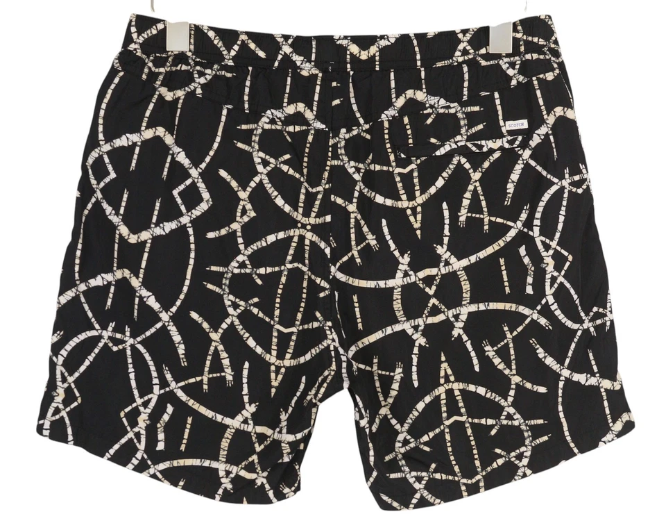 Scotch & Soda Homme Maillot de Bain M Noir Motif Maille Intérieur Cordon Logo - Photo 2/4