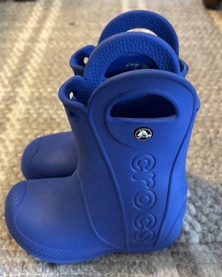 Crocs Handle It Blue Lightweight Rubber Rain Boots Toddler Kids Size 8C