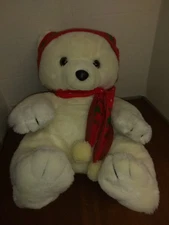Mary Meyer Christmas Polar Bear Plush Hat and Scarf, red
