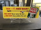 Original Red Man Chewing Tobacco Tin Sign -- Vintage 1930's-1950's -- 15" x 5"