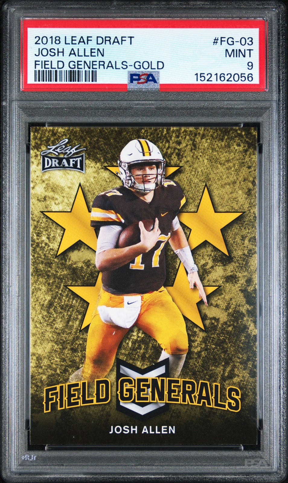 2018 LEAF DRAFT FIELD GENERALS GOLD #FG-03 JOSH ALLEN PSA 9