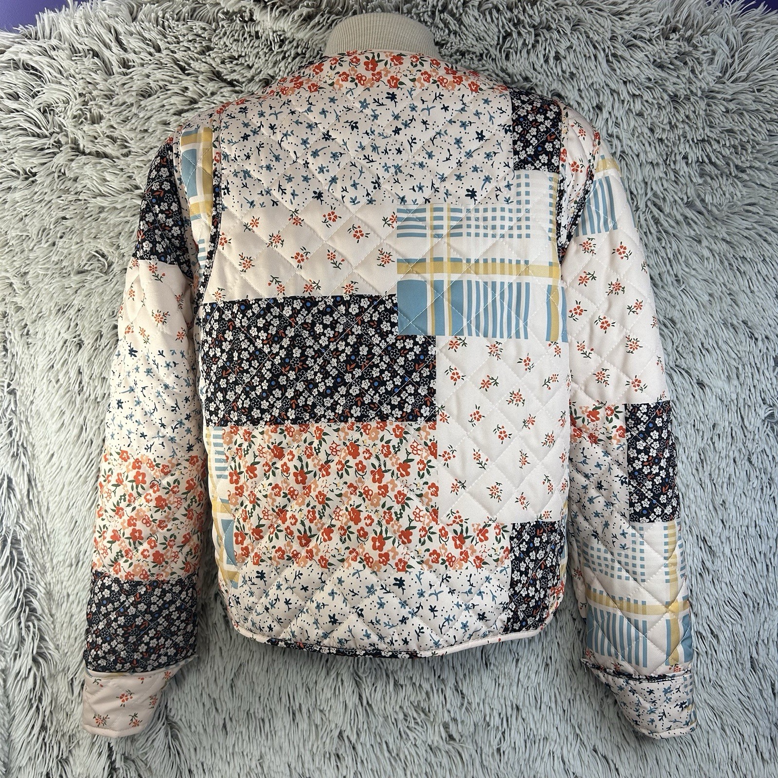 Quilted Patchwork Jacket Medium Floral Print Boho… - image 5