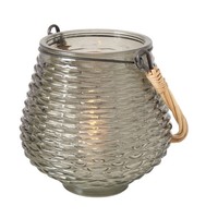 Windlicht Stehend HÄNgend Korby Grau Glas / Weide H: 14 Cm Neu