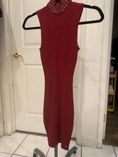 GUESS Knit Ribbed Dress With Rhinestones On Neckline Size XS