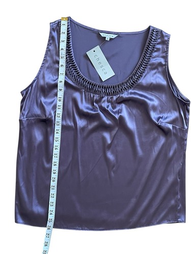 CHESCA. BNWT Purple Silk Blend Sleeveless Blouse. Size 16. Satin. - Picture 7 of 10